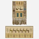 Éva Németh, Tapestries, set of two, c. 1955, hand-woven wool
