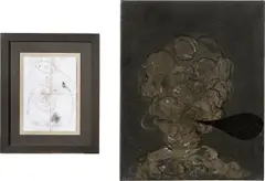 Thomas Zipp, P.N. 51, 2008, 2-teilig: Acryl auf Leinwand bzw. Kugelschreiber und Gouache auf Papier, im Künstlerrahmen