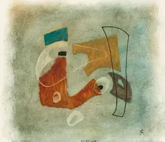 Rolf Cavael, Weiße Linie dominierend, 1950, Öl und Tusche auf Papier