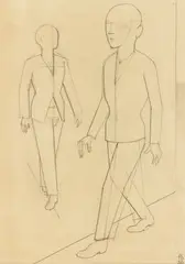 Gottfried Brockmann, Gehende, 1922, Bleistift auf Karton