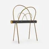 Carl Auböck, Magazine rack, c. 1960, brass, leather