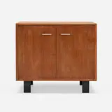 Basic cabinet, model 4625 by George Nelson & Associates, c. 1952, walnut, lacquered wood, aluminum, sold Aug 2024