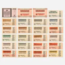 Banknote (twenty-four works) by Herbert Bayer, 1923, lithograph in colors, sold Aug 2024