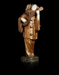 'The Clown's Dream' a Large Gilded Bronze and Carved Marble Study by Demetre Chiparus, SIGNED IN CAST 'CHIPARUS'; CIRCA 1925