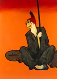 René Gruau, A SEATED STUDY OF A MASKED WARRIOR