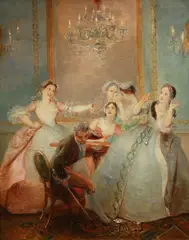 Thomas Stothard, Ladies quarreling over a game of cards at Bath, oil on panel