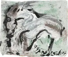 Emil Schumacher, GB-13/1999, 1999, Mischtechnik auf Packpapier