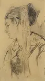Adolph von Menzel, Frau mit Haarband