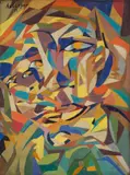 Rudolf Ausleger, Kopf, 1919, Öl auf Papier, auf Leinwand montiert