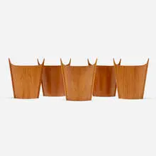Einar Barnes, Wastepaper baskets, set of five, c. 1965, teak