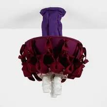 Jordan Mozer, Hanging lamp from Américas, River Oaks, Houston, c. 2010, felt over molded fiberglass, frosted glass, brass