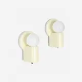 William Lescaze, Sconces, pair, 1936, glazed porcelain, Bakelite, brass-plated steel
