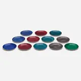 Grete Prytz Kittelsen, Collection of twelve Cathrine plates, c. 1960, enameled stainless steel