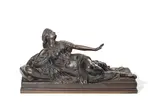 Auguste Clésinger, second half 19th bronze figure of 'Cleopatra Couchee' cast by Barbedienne, bronze
