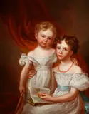 Portrait of two sisters by English School, oil on canvas, offered Oct 2016