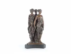 Germain Pilon, late 19th century patinated bronze of the Three Graces, patinated bronze