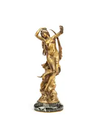 Charles Octave Levy, gilt bronze of Diana the huntress, gilt bronze
