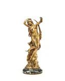 Charles Octave Levy, gilt bronze of Diana the huntress, gilt bronze