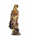 Antonin Mercié, bronze figure of a peasant girl, bronze