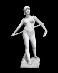 Victorien Bastet, impressive carved white marble figure of 'Fleur des Champs (Flowers of the Field', marble