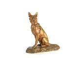 Louis Riché, gilt and patinated bronze model of a German Shepherd, gilt and patinated bronze