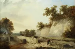 Edward Charles Williams, Stone quarry in the Forest of Dean, indistinctly signed with initials (lower left), oil on canvas
