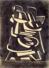 Hans Uhlmann, Ohne Titel, 1950, Kreide auf chamoisfarbenem Papier