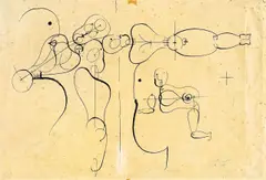 Plan mit Figuren by Oskar Schlemmer, 1919, Lithographie auf braunem Papier, sold Dec 2007