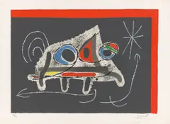Joan Miró, Aus: „Le lézard aux plumes d'or, 1971, Farblithografie auf Japan