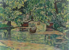 Erich Büttner, Tiergarten im Sommer (Brücke am Kleinen See), 1914, Öl auf Leinwand