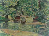 Erich Büttner, Tiergarten im Sommer (Brücke am Kleinen See), 1914, Öl auf Leinwand