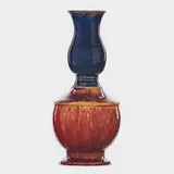 George E. Ohr, Fine baluster vase, indigo and raspberry glaze
