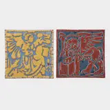 Grueby Faience Company, St. Matthew (Angel) and St. Mark (Winged Lion) tiles