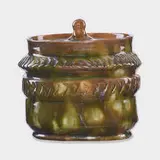 George E. Ohr, Jar, mottled green and brown glaze