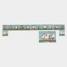 Grueby Faience Company, Rare cuerda seca nineteen-tile ship frieze