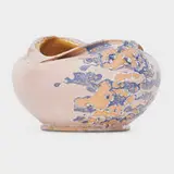 George E. Ohr, Vessel, pink and blue blister glaze