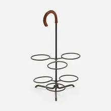 Jacques Adnet, Umbrella stand, c. 1965, leather, enameled iron
