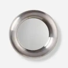 Wall mirror by Modern, brushed steel, mirrored glass, sold Aug 2024