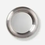 Wall mirror by Modern, brushed steel, mirrored glass, sold Aug 2024