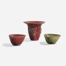 Jais Nielsen, Collection of three vessels, c. 1935, glazed stoneware