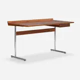 Desk by West German, c. 1970, rosewood, chrome-plated steel, sold Aug 2024