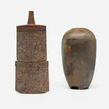 Vase by Judith Gilmour, c. 1985, slip-decorated and glazed stoneware, sold Aug 2024