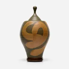 Val Cushing, Large lidded vessel, c. 1985, glazed stoneware