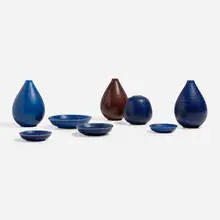 Nils Thorsson, Collection of eight Marselis vessels, c. 1955, glazed porcelain