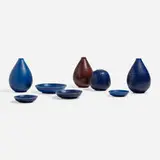 Nils Thorsson, Collection of eight Marselis vessels, c. 1955, glazed porcelain