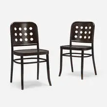 Josef Hoffmann, Chairs, pair, c. 1990, stained beech