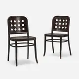 Josef Hoffmann, Chairs, pair, c. 1990, stained beech