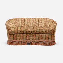 Settee by Fede Cheti, c. 1945, upholstery, sold Aug 2024