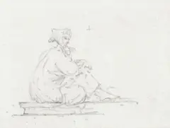 George Chinnery Rha, Sketch of a seated woman, Macau, pencil
