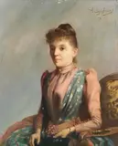 Portrait of a seated lady by Delphin Enjolras, oil on canvas, offered Oct 2016